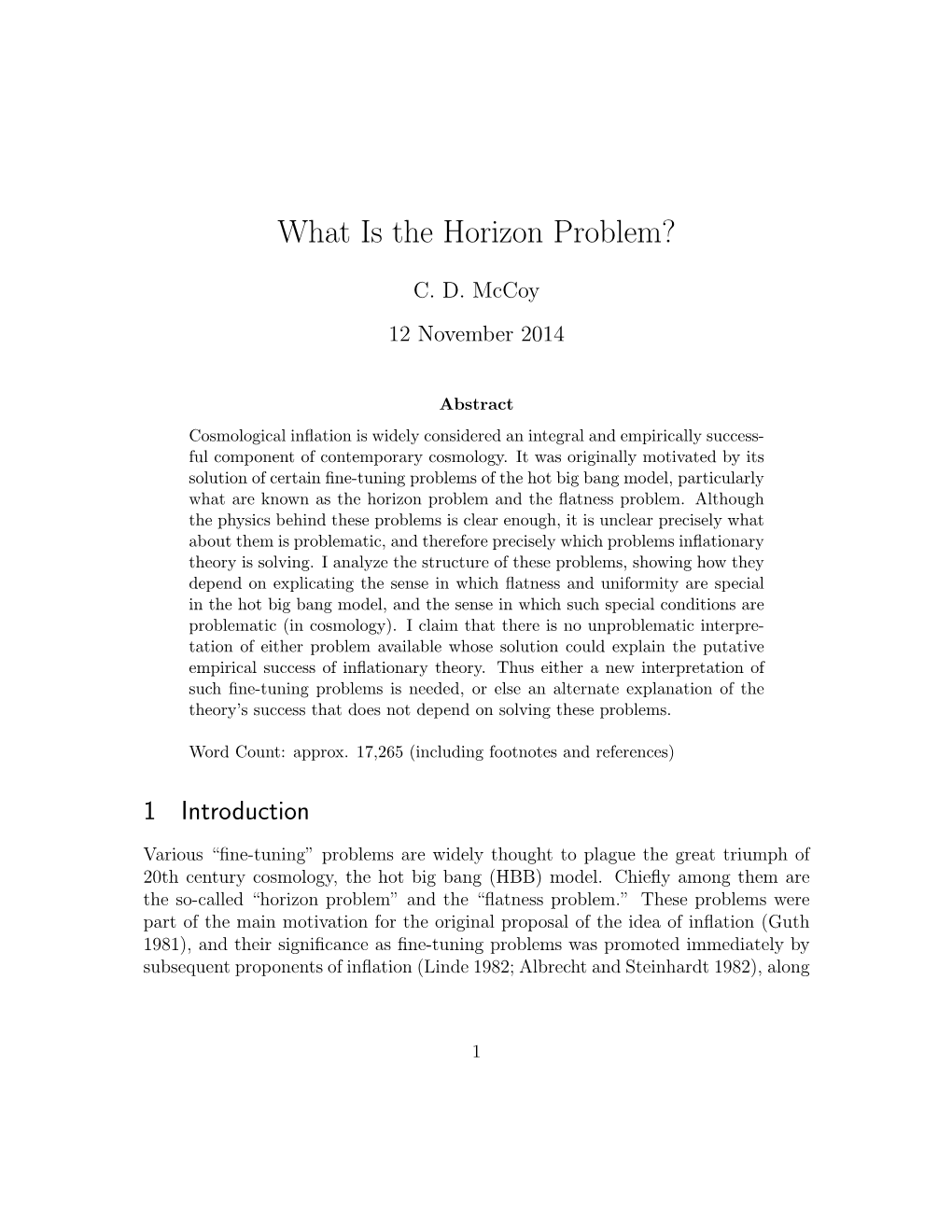 What Is the Horizon Problem?