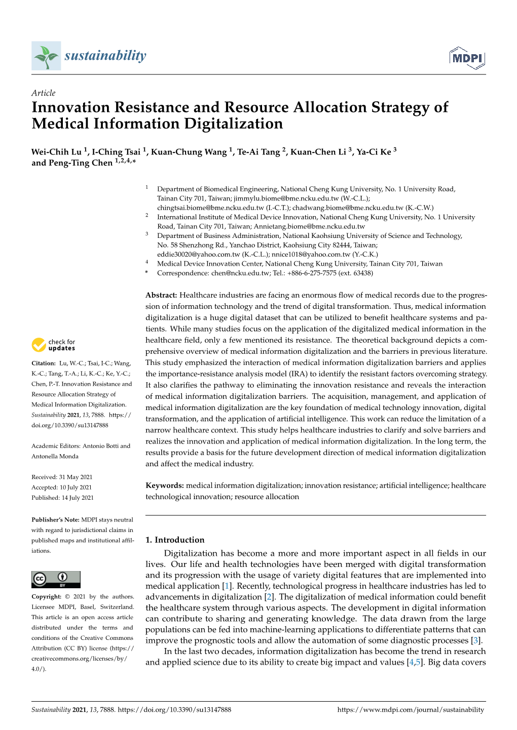 Innovation Resistance and Resource Allocation Strategy of Medical Information Digitalization