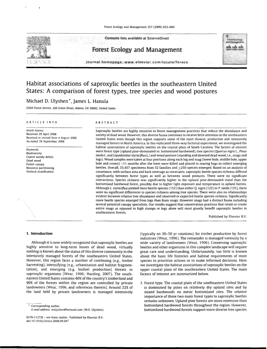 Forest Ecology and Management 257 (2009) 653-664