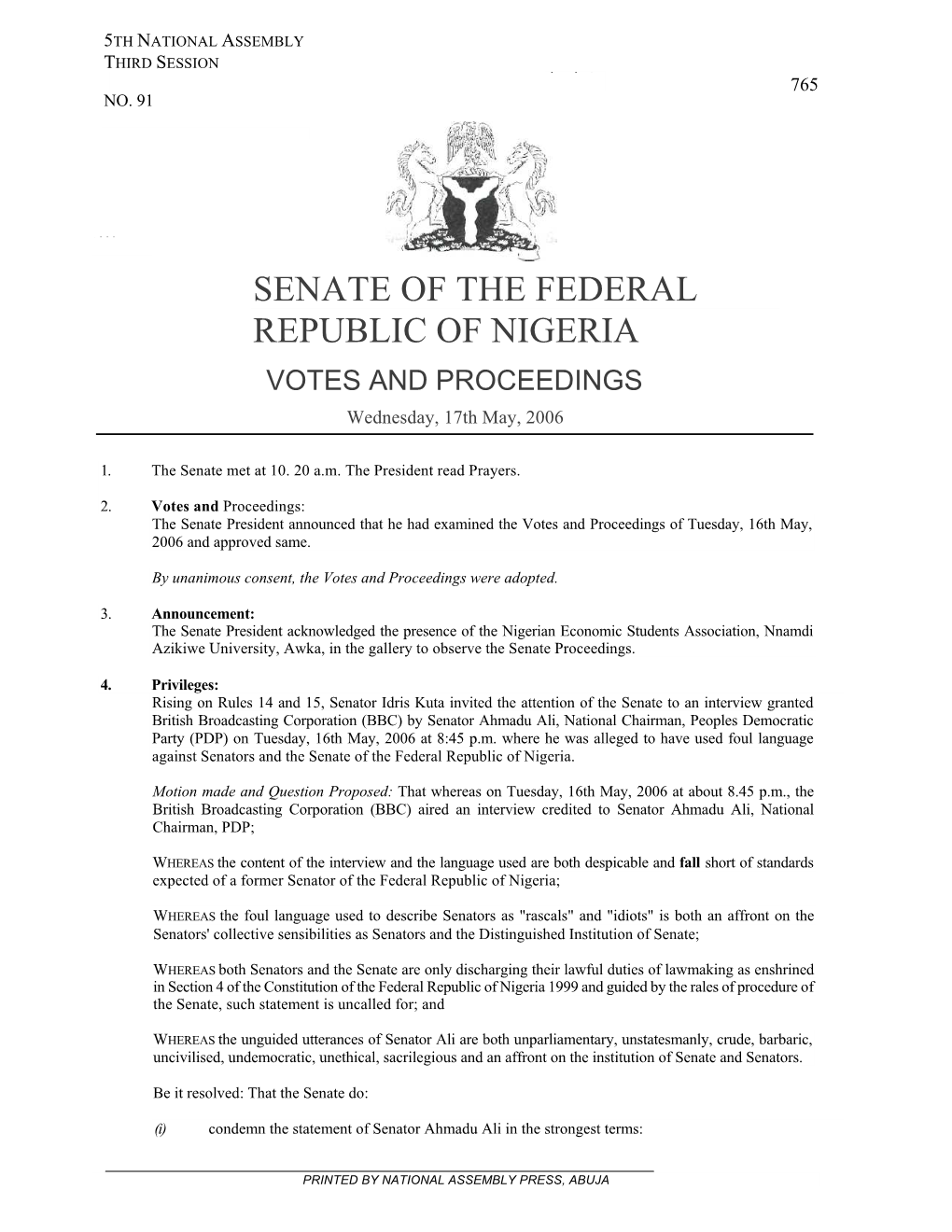 Senate of the Federal Republic of Nigeria