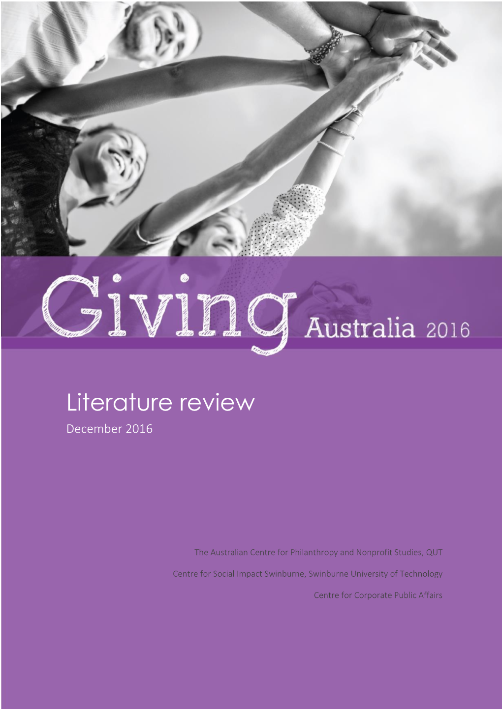 Giving Australia 2016 Literature Review Summary Report
