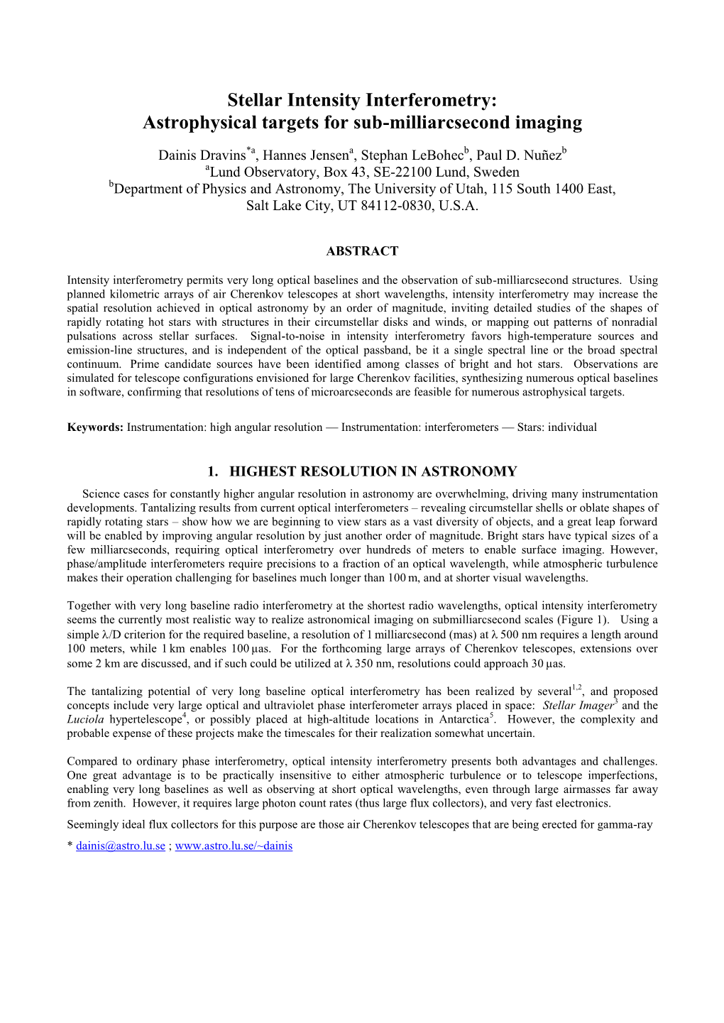 Stellar Intensity Interferometry: Astrophysical Targets for Sub-Milliarcsecond Imaging