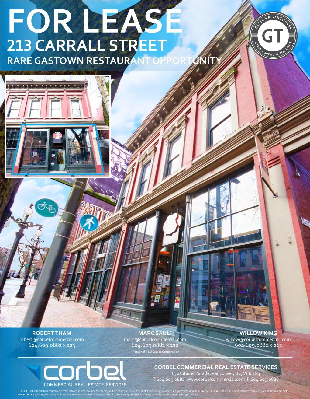 213 Carrall Street O Ea M Mercial R Rare Gastown Restaurant Opportunity