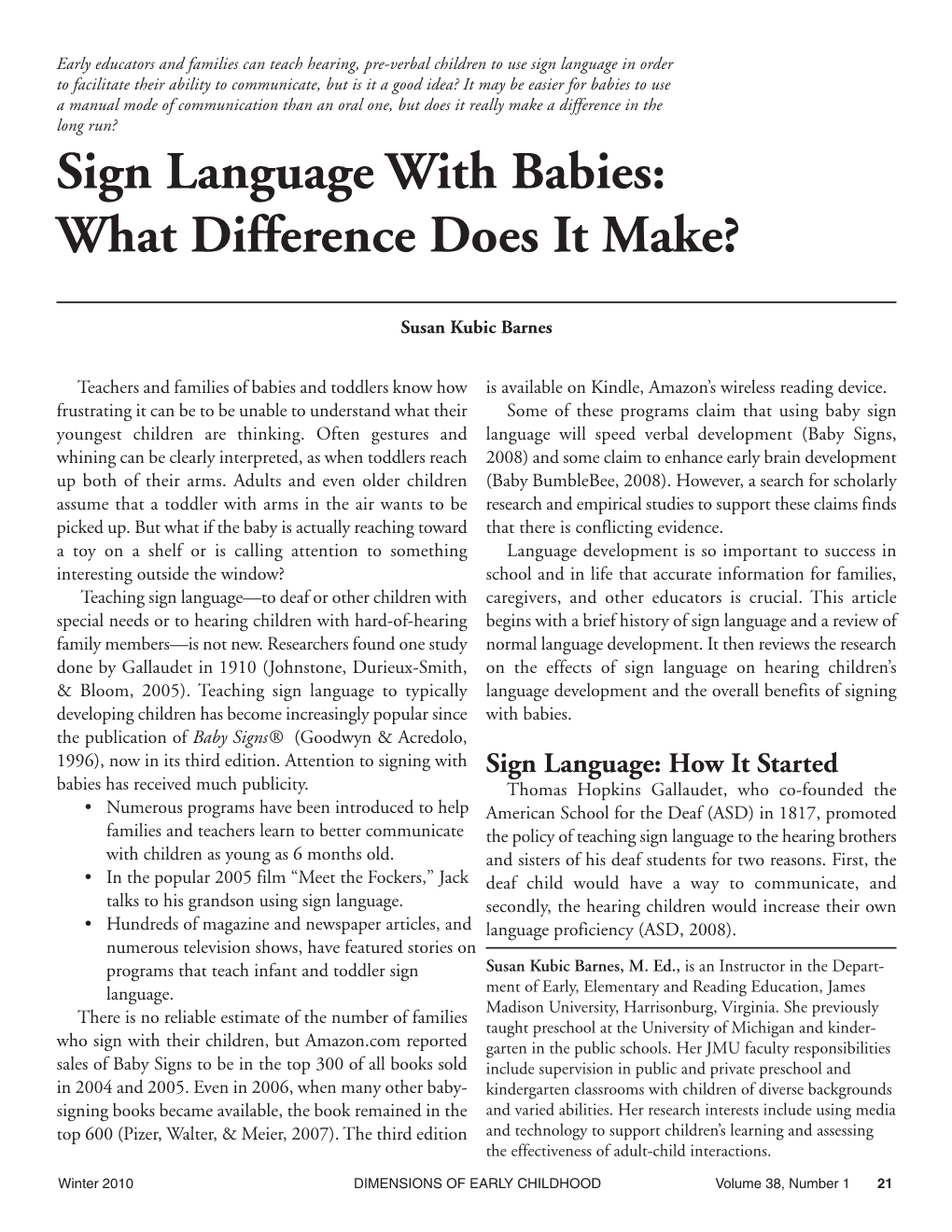 Sign Language with Babies: What Difference Does It Make?