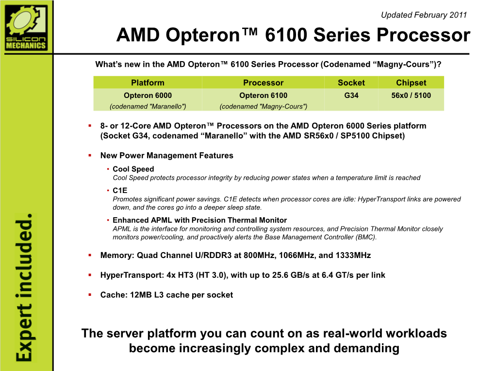 Guide to the AMD Opteron 6100 Series Processor