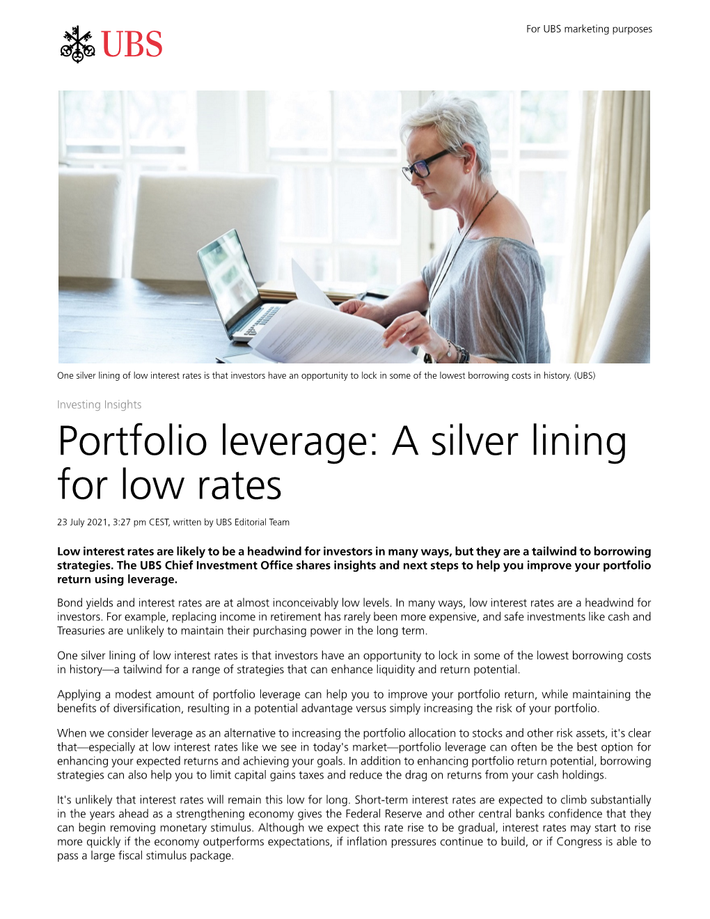 Portfolio Leverage: a Silver Lining for Low Rates