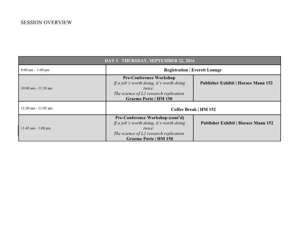 Session Overview