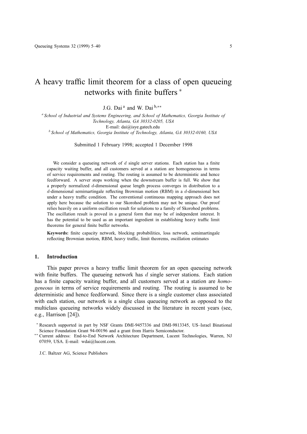 A Heavy Traffic Limit Theorem for a Class of Open Queueing Networks With