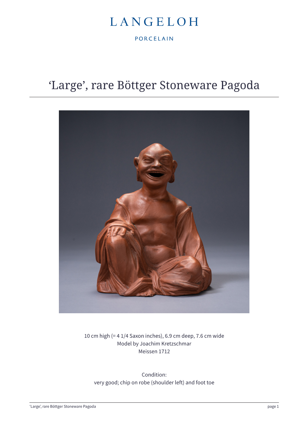 'Large', Rare Böttger Stoneware Pagoda