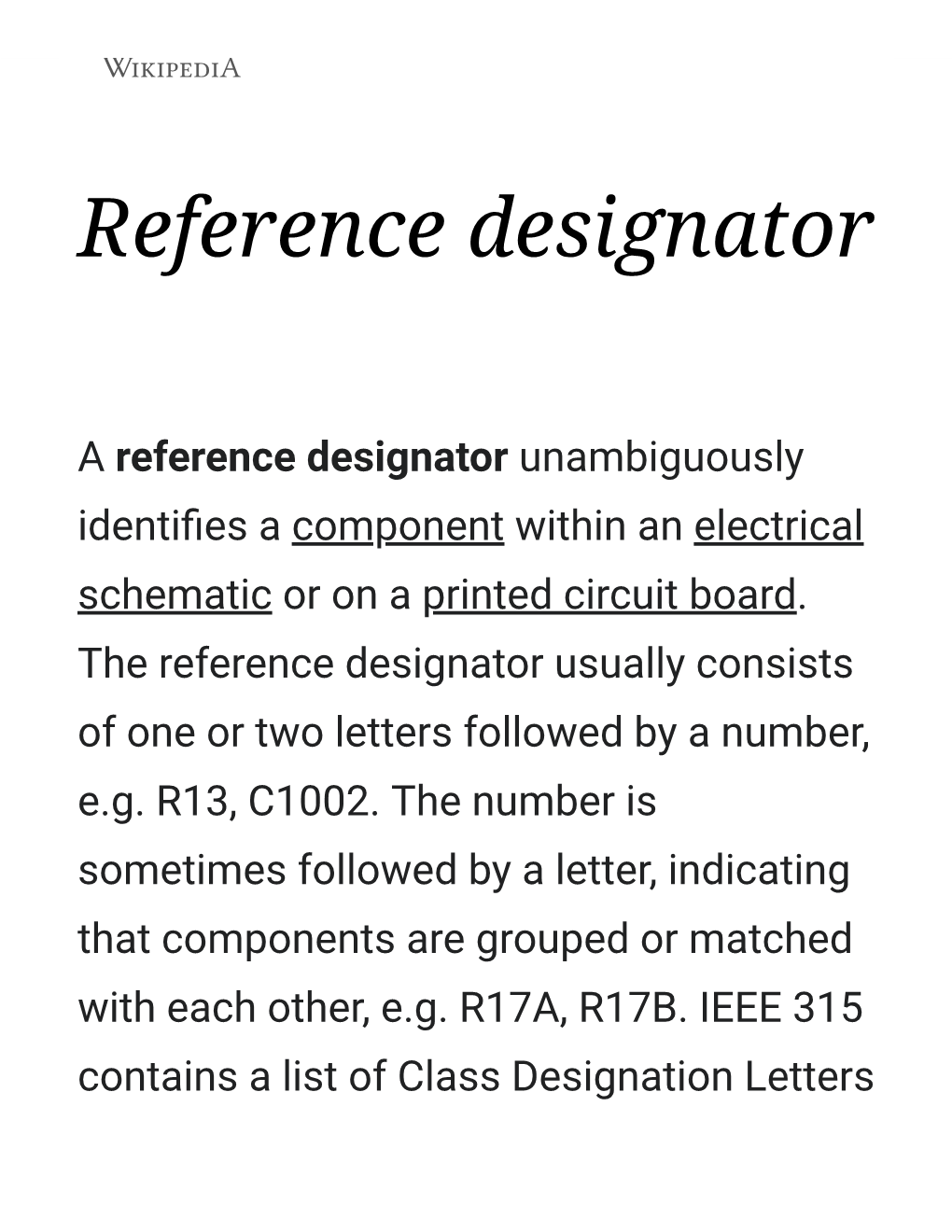 Reference Designator