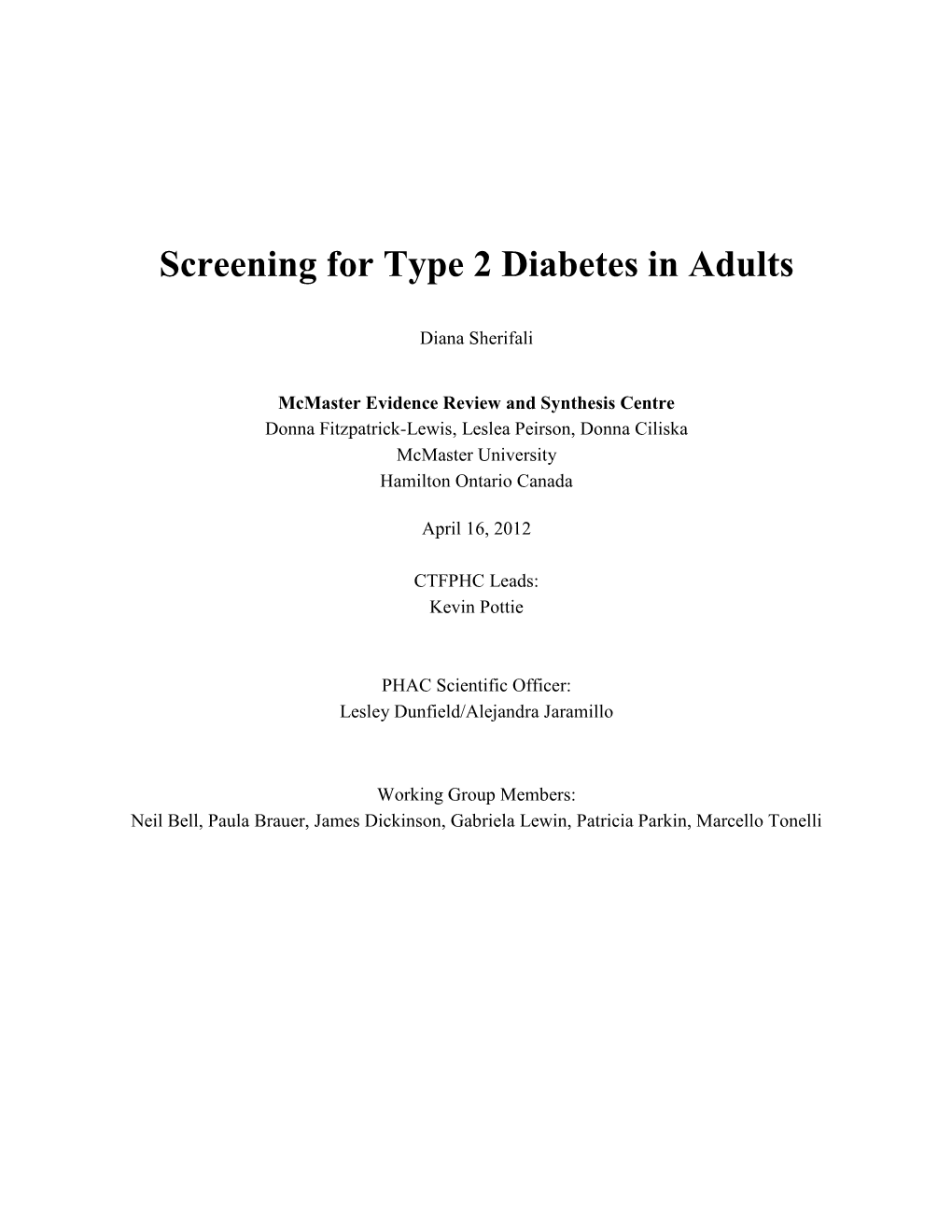 Screening for Type 2 Diabetes in Adults