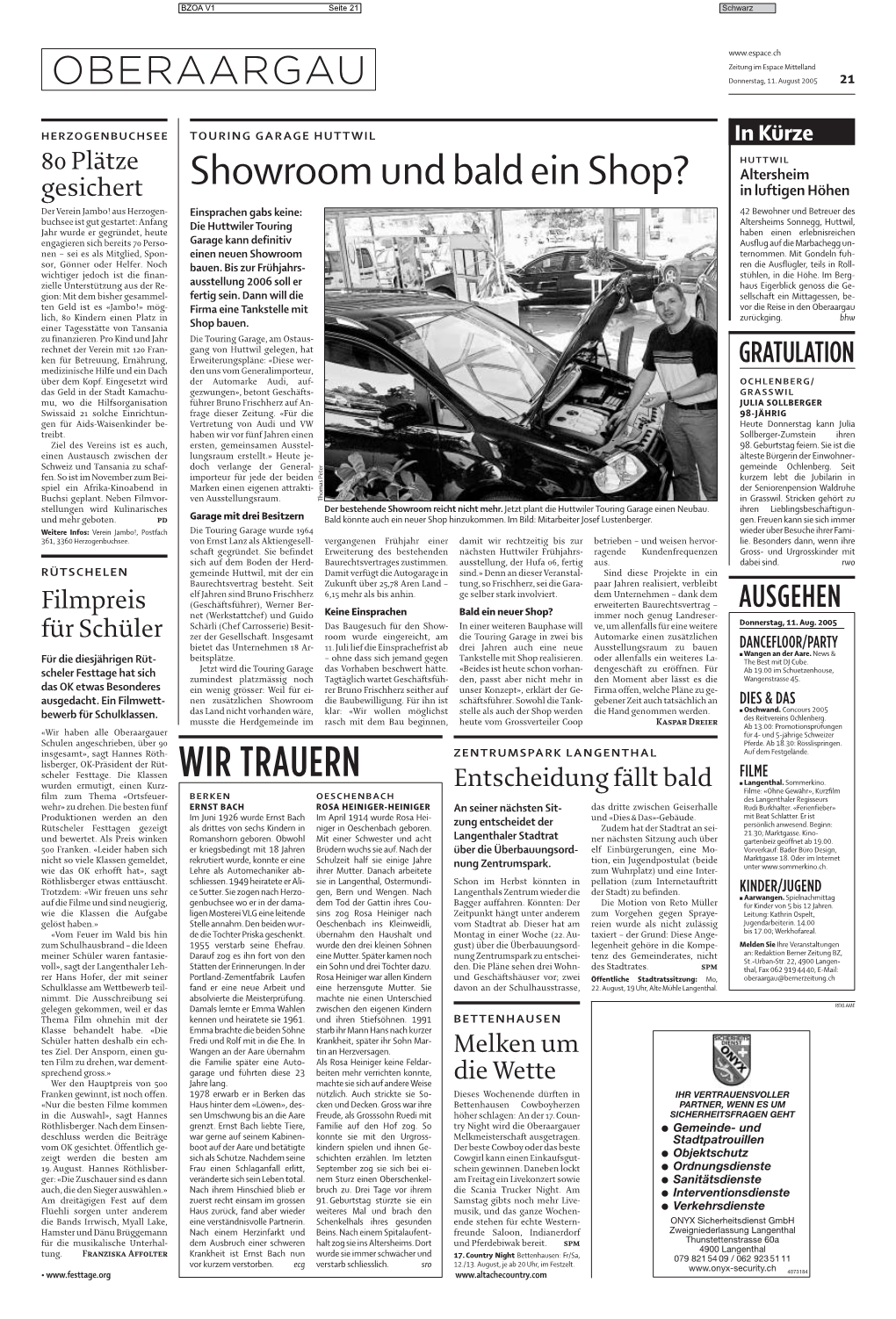 Berner Zeitung BZ, Spm St.-Urban-Str