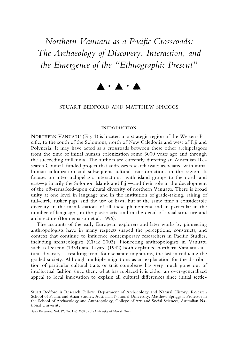 Northern Vanuatu As a Pacific Crossroads 97 Ment, Or a Retreat from Any Theorization of Diversity at All