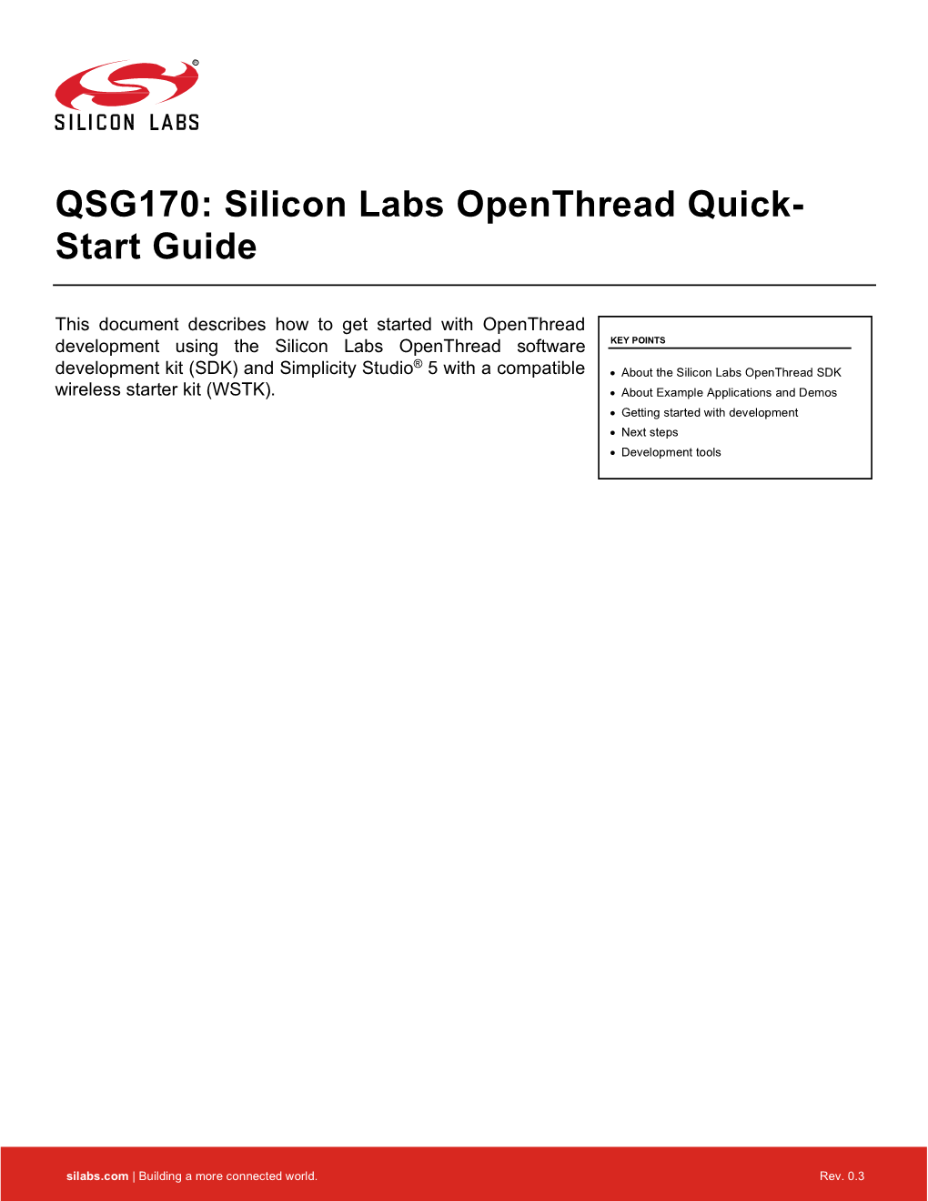 QSG170: Silicon Labs Openthread Quick-Start Guide Introduction