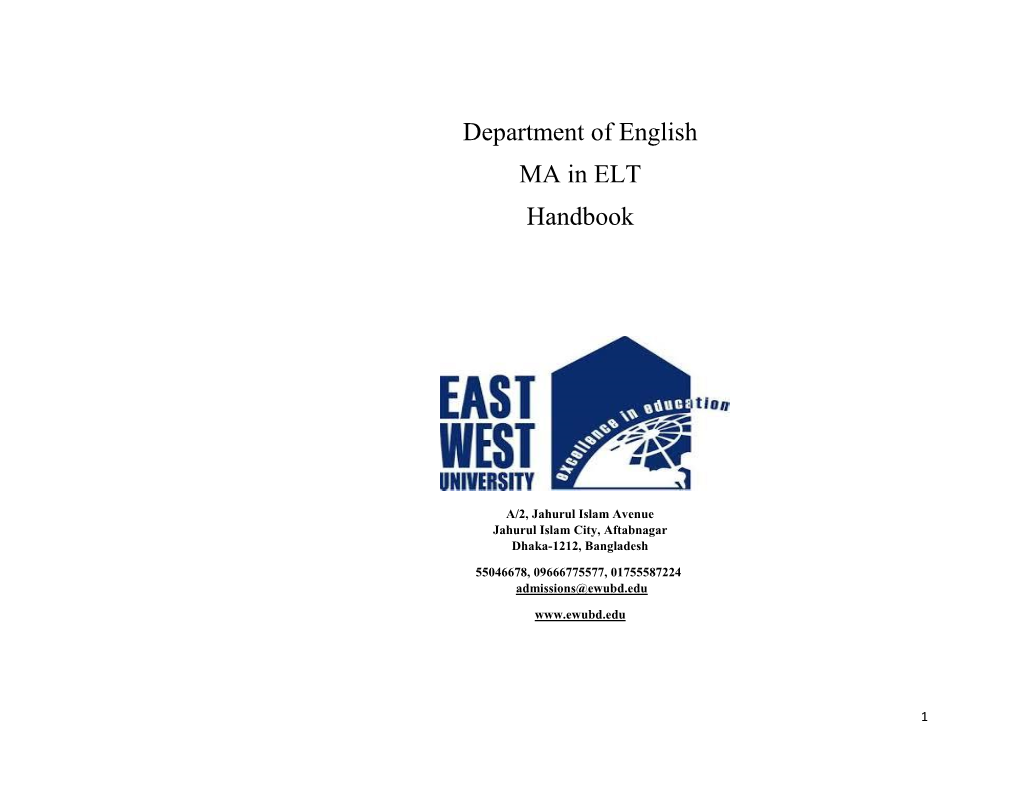 Department of English MA in ELT Handbook