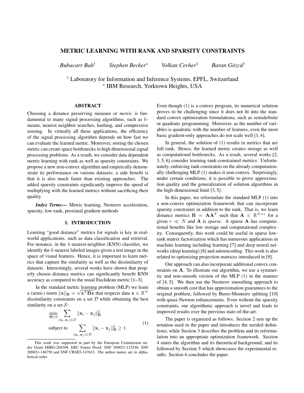 Metric Learning with Rank and Sparsity Constraints