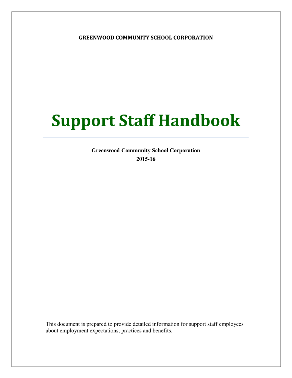 Support Staff Handbook