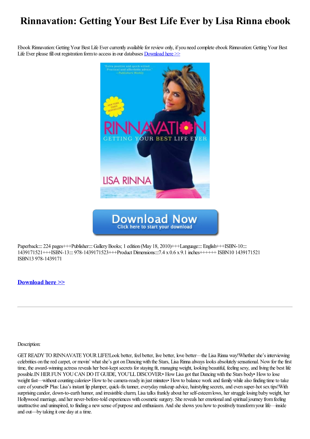 Rinnavation: Getting Your Best Life Ever by Lisa Rinna Ebook