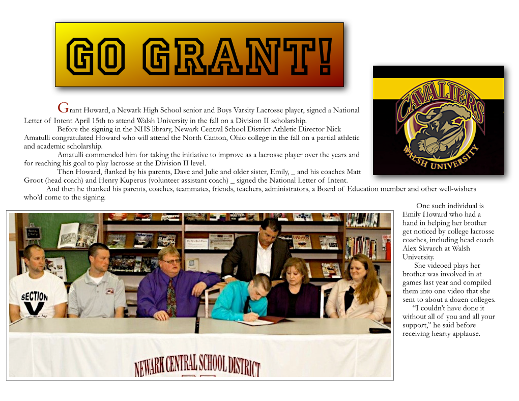 Grant Howard Signs National Letter of Intent