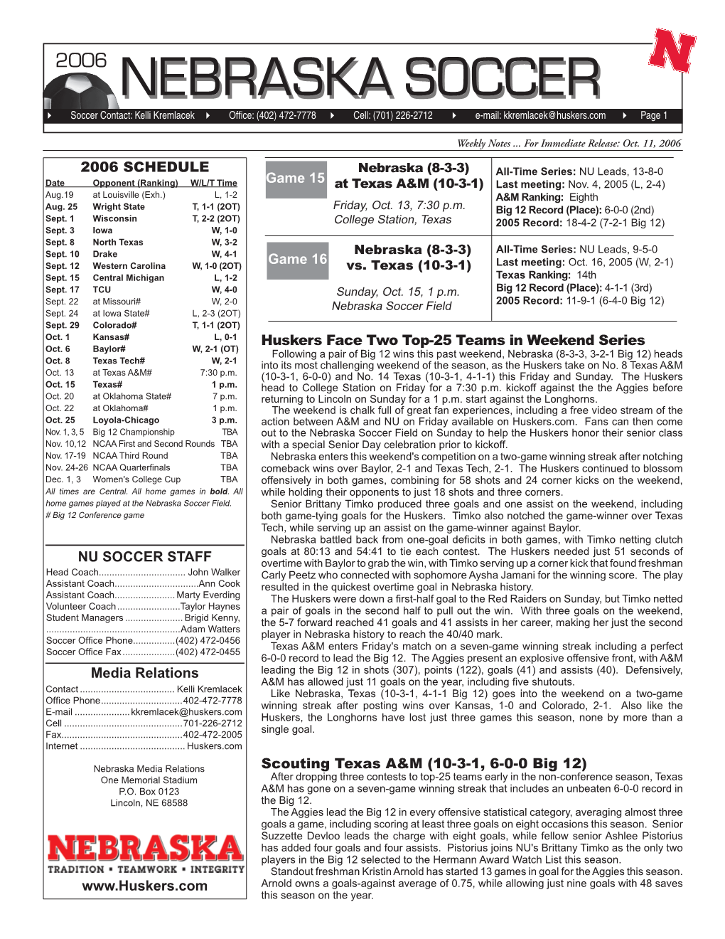 2006 Nebraska Soccer Nebraska Soccer