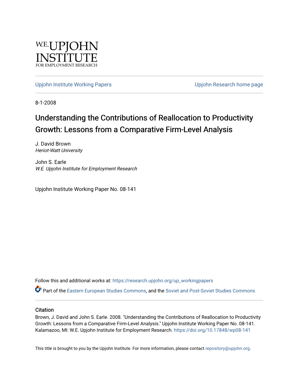 Understanding the Contributions of Reallocation to Productivity Growth: Lessons from a Comparative Firm-Level Analysis