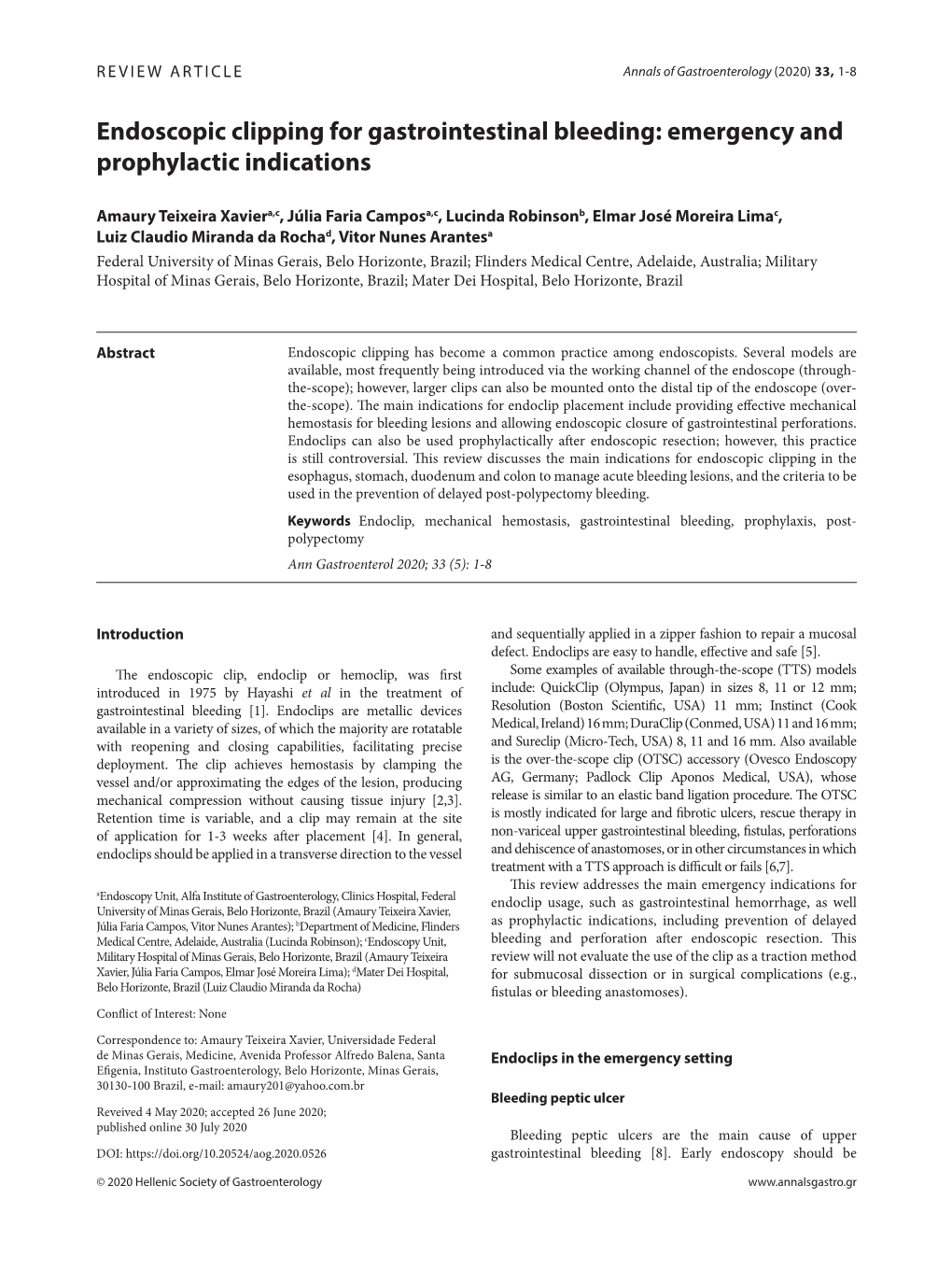 Endoscopic Clipping for Gastrointestinal Bleeding: Emergency and Prophylactic Indications