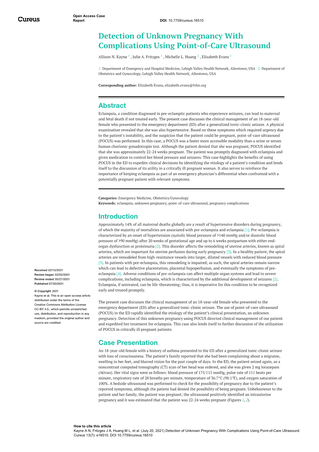 Detection of Unknown Pregnancy with Complications Using Point-Of-Care Ultrasound