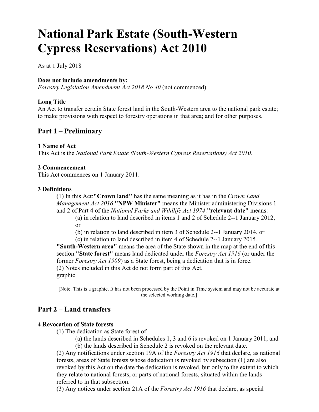 National Park Estate (South-Western Cypress Reservations) Act 2010