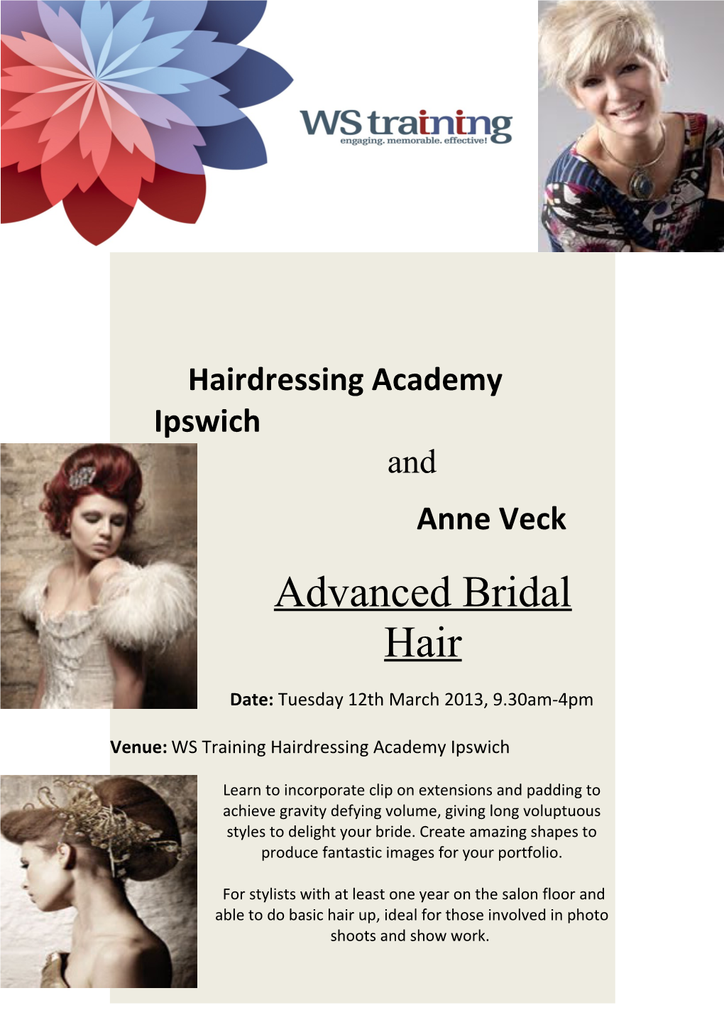 Venue: WS Training Hairdressing Academy Ipswich