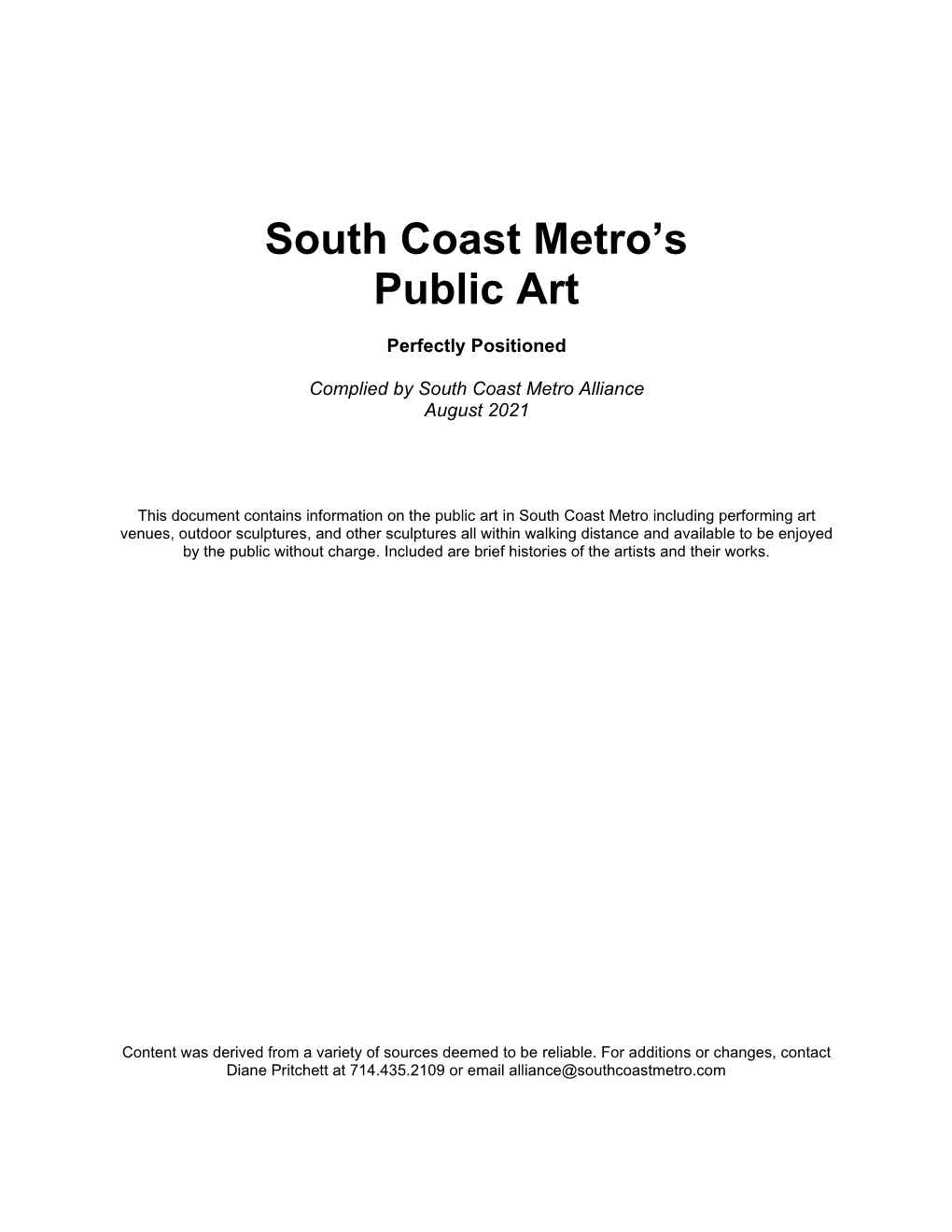 View South Coast Metro's Public Art Booklet