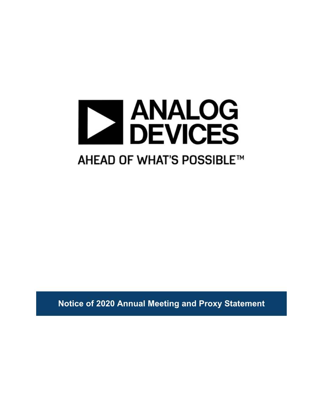 2020 Annual Meeting and Proxy Statement January 24, 2020