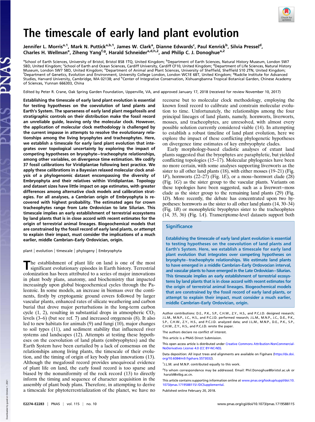 The Timescale of Early Land Plant Evolution