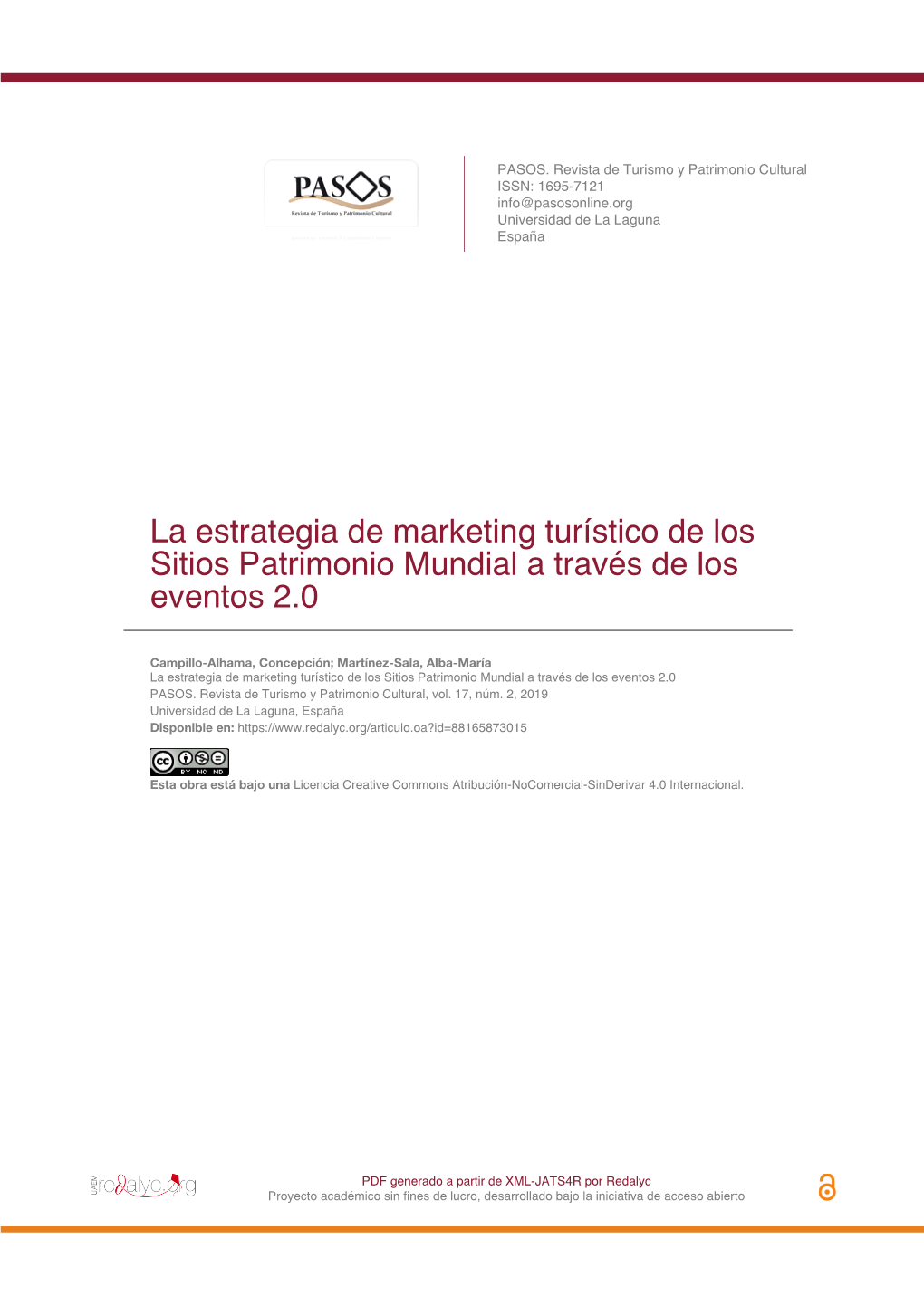 La Estrategia De Marketing Turístico De Los Sitios Patrimonio Mundial a Través De Los Eventos 2.0