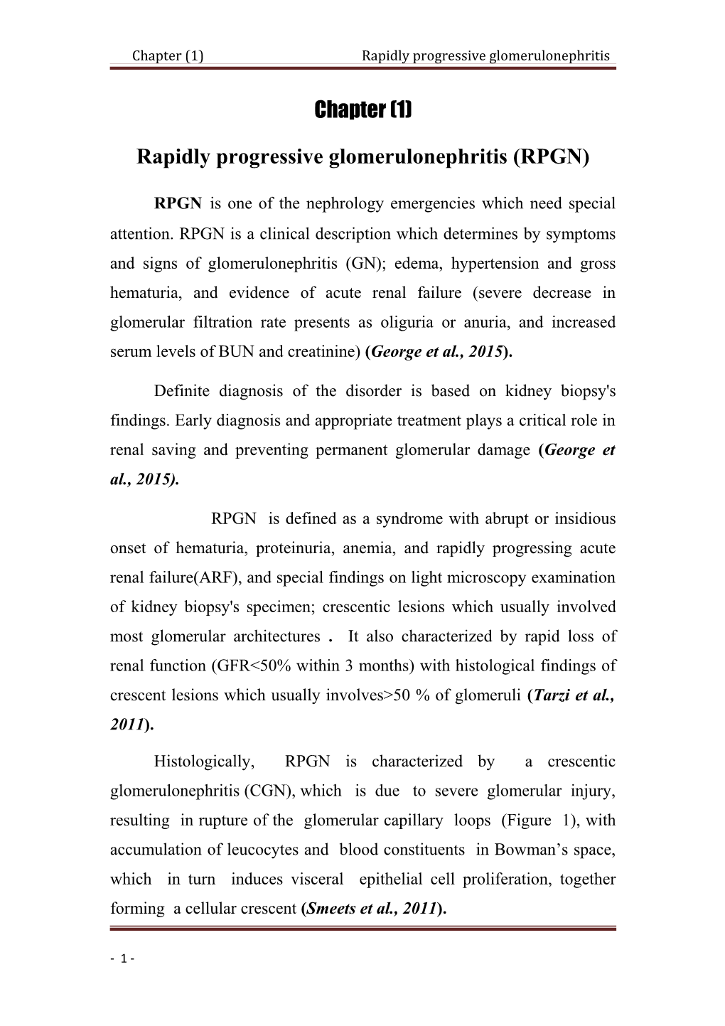 Chapter (1) Rapidly Progressive Glomerulonephritis