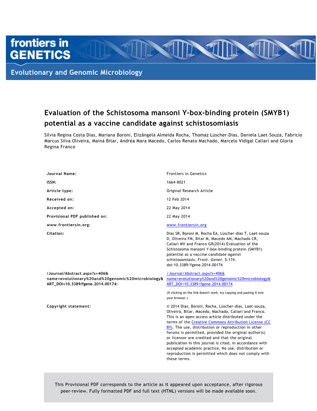 Potential As a Vaccine Candidate Against Schistosomiasis