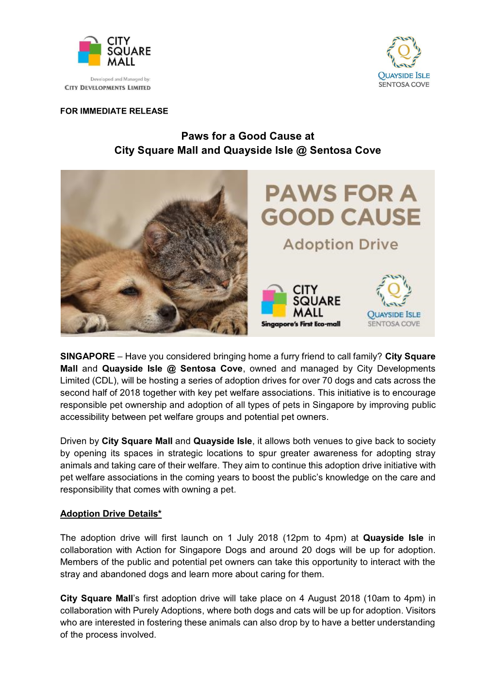 Paws for a Good Cause at City Square Mall and Quayside Isle @ Sentosa Cove