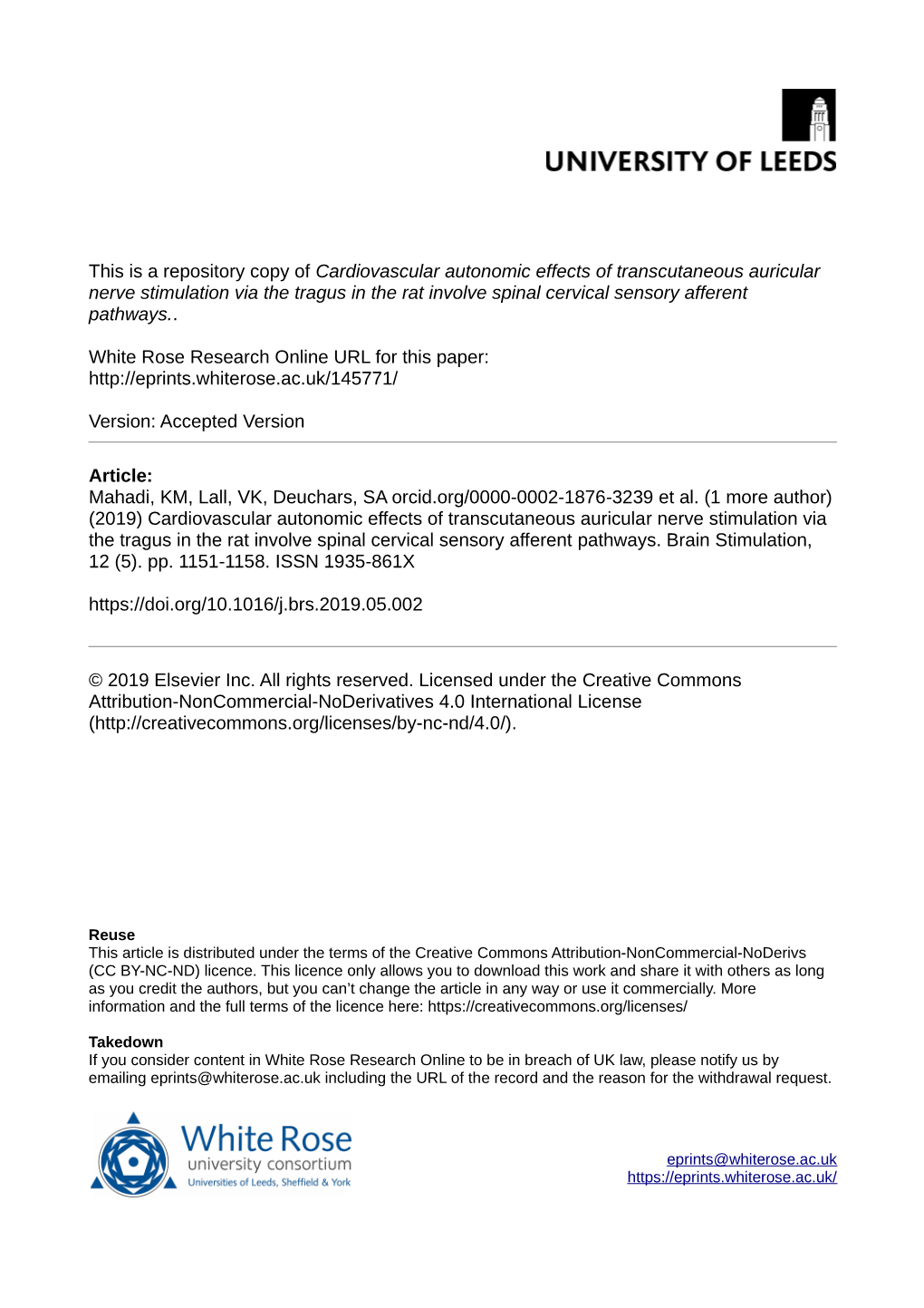 Cardiovascular Autonomic Effects of Transcutaneous Auricular Nerve Stimulation Via the Tragus in the Rat Involve Spinal Cervical Sensory Afferent Pathways