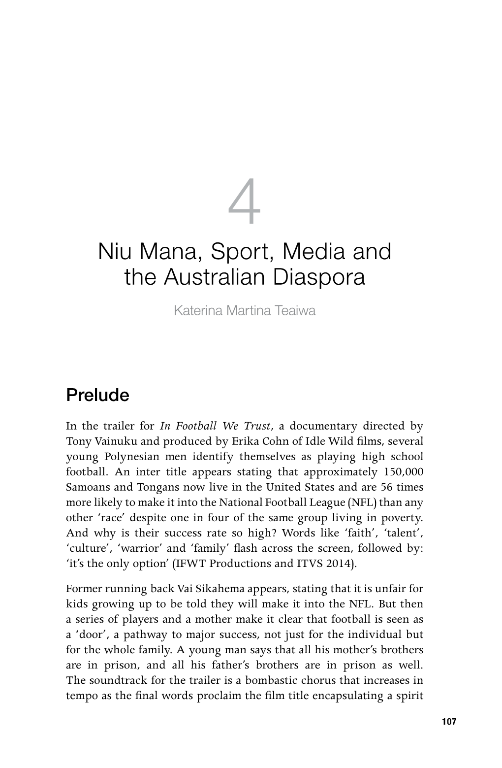 Niu Mana, Sport, Media and the Australian Diaspora Katerina Martina Teaiwa