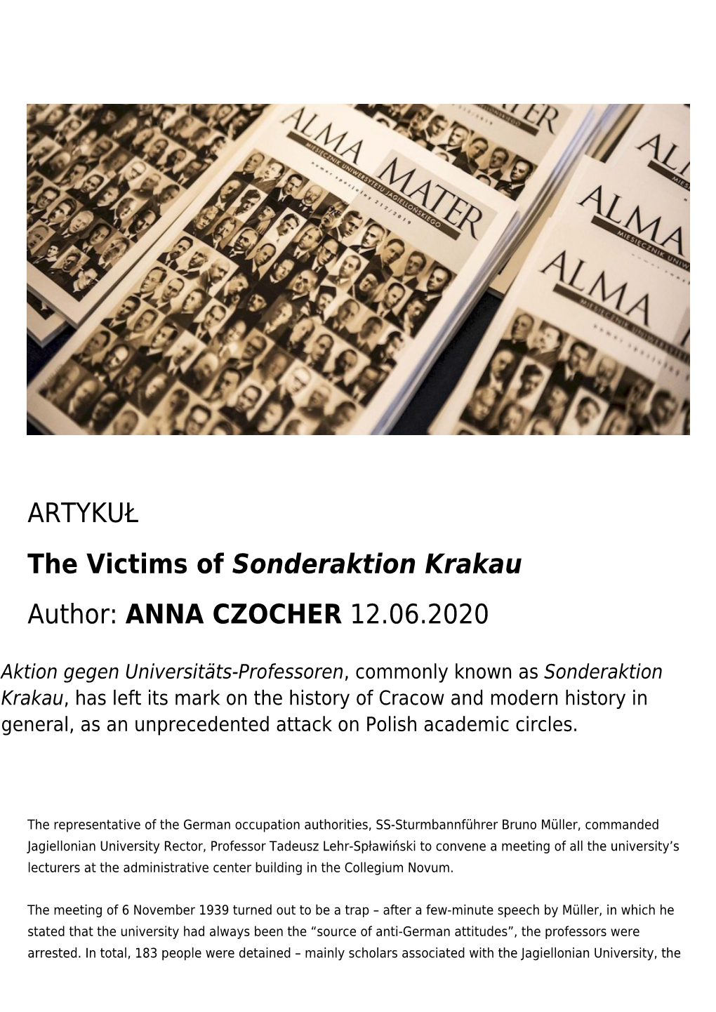Sonderaktion Krakau Author: ANNA CZOCHER 12.06.2020