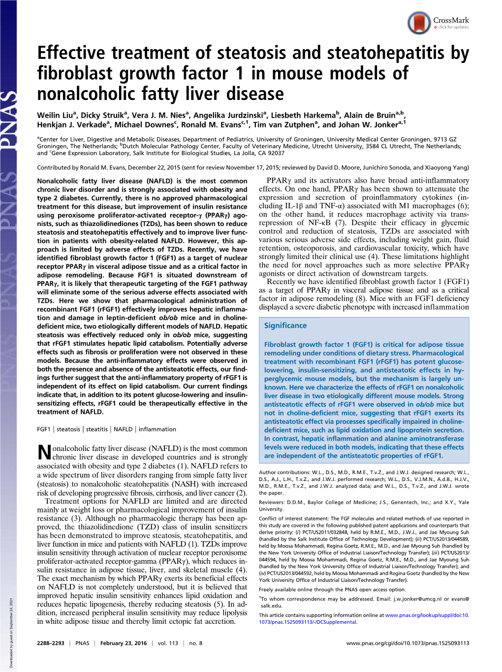 Effective Treatment of Steatosis and Steatohepatitis by Fibroblast Growth Factor 1 in Mouse Models of Nonalcoholic Fatty Liver Disease