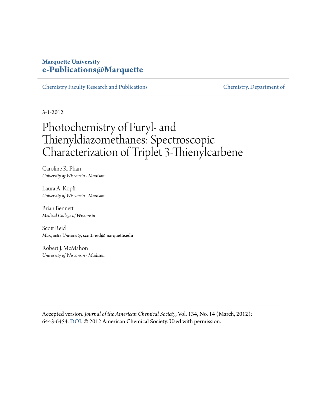 Photochemistry of Furyl- and Thienyldiazomethanes: Spectroscopic Characterization of Triplet 3-Thienylcarbene Caroline R