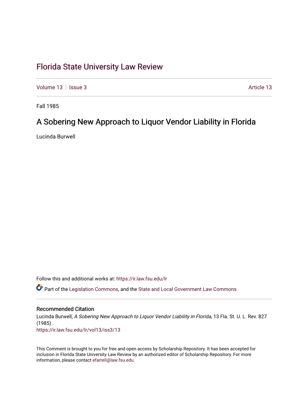 A Sobering New Approach to Liquor Vendor Liability in Florida