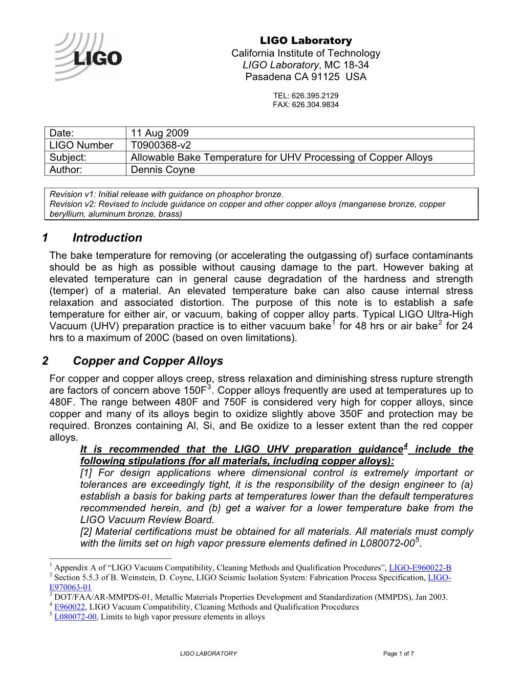 T0900368-V2 Allowable Bake Temperature for Copper Alloys.Pdf