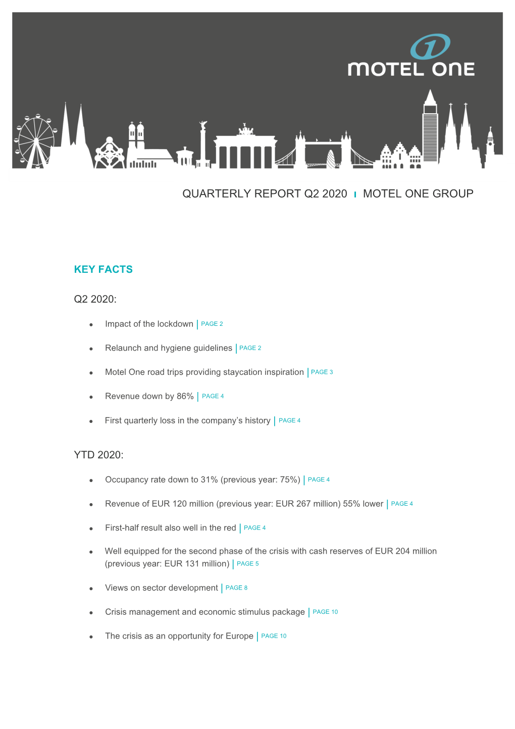 Quarterly Report Q2 2020 I Motel One Group