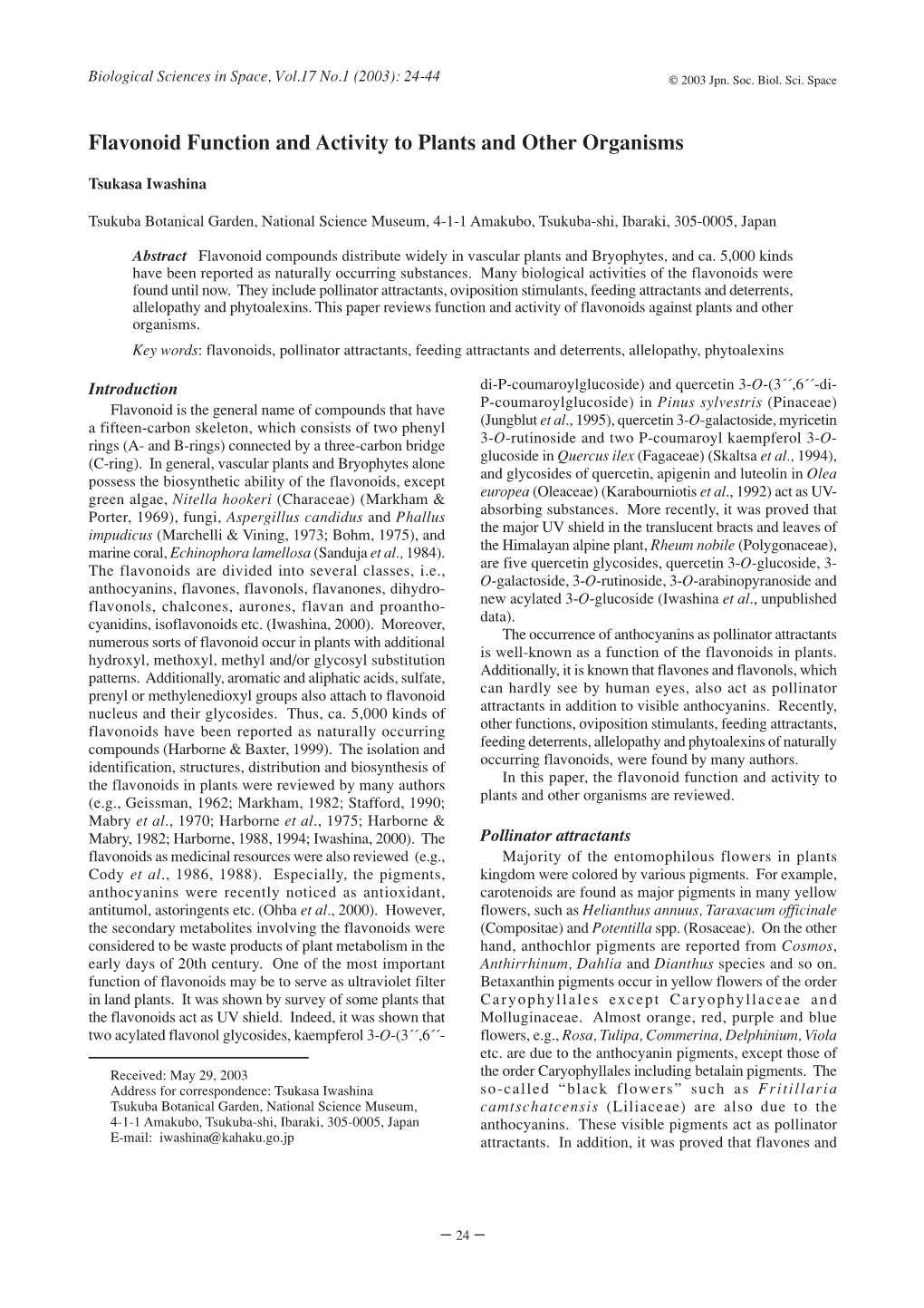 Flavonoid Function and Activity to Plants and Other Organisms