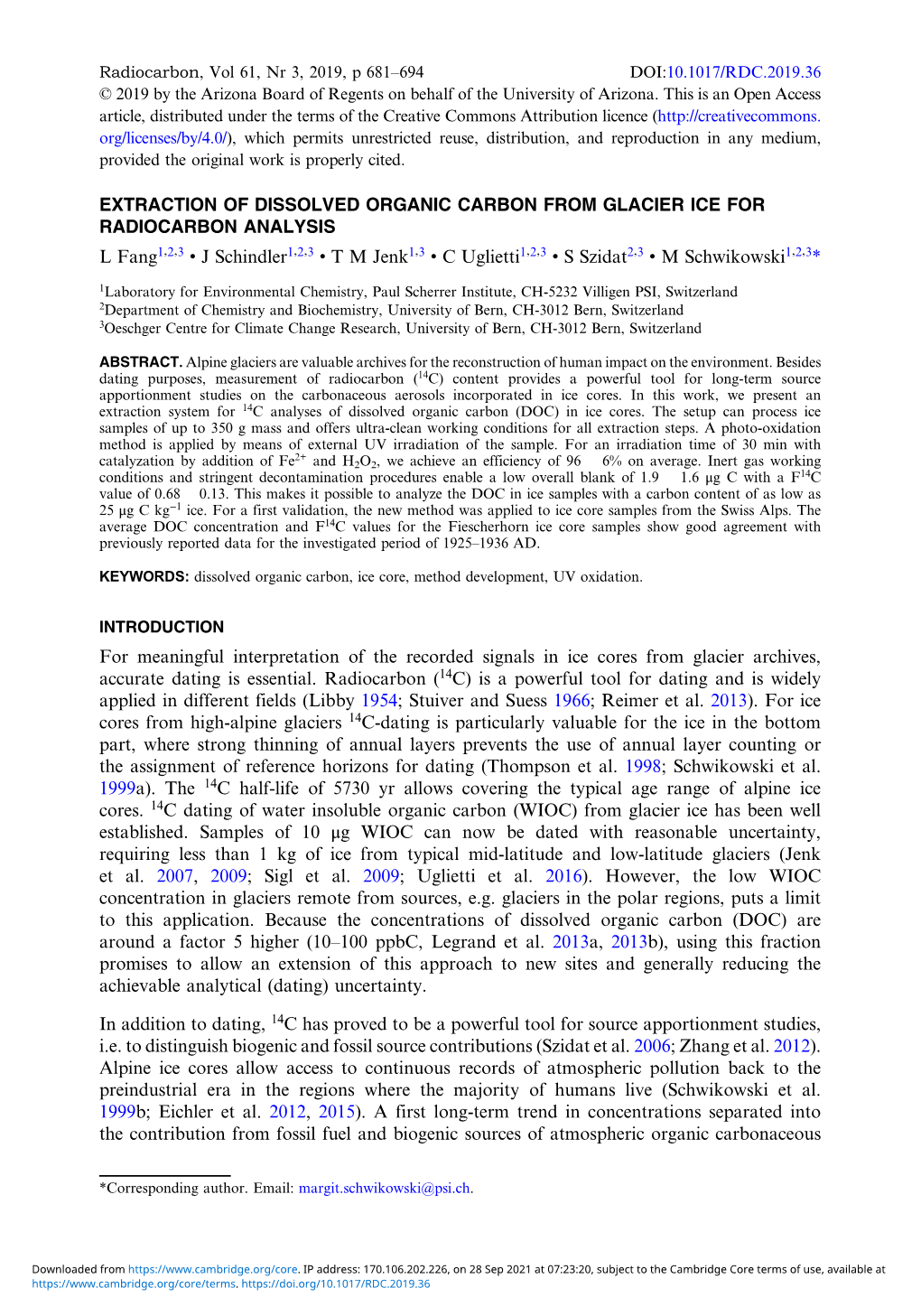 Extraction of Dissolved Organic Carbon From