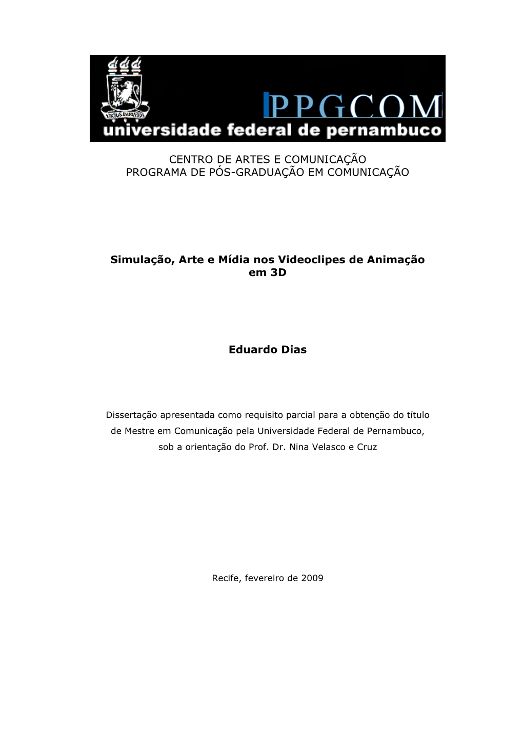 Universidade Federal De Pernambuco, Sob a Orientação Do Prof