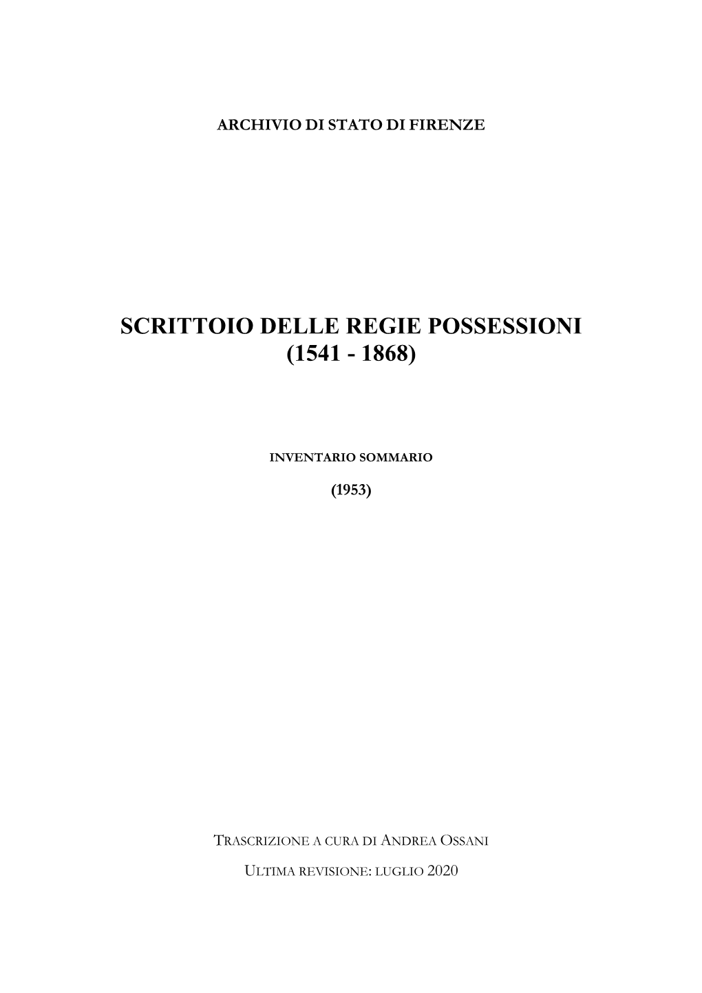 Scrittoio Delle Regie Possessioni (1541