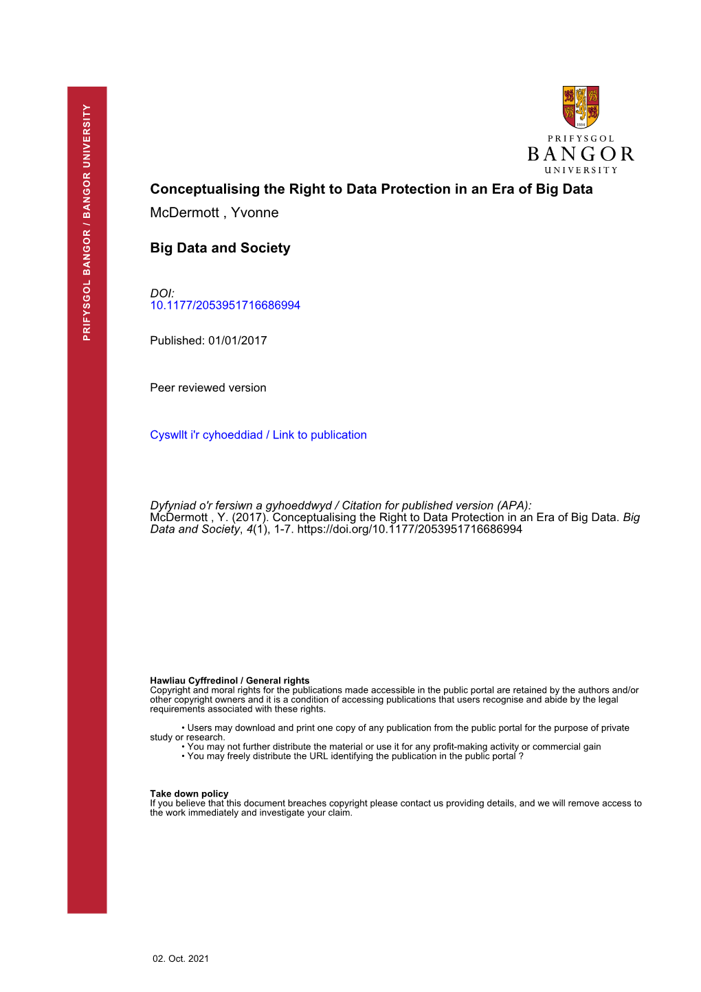 Conceptualising the Right to Data Protection in an Era of Big Data