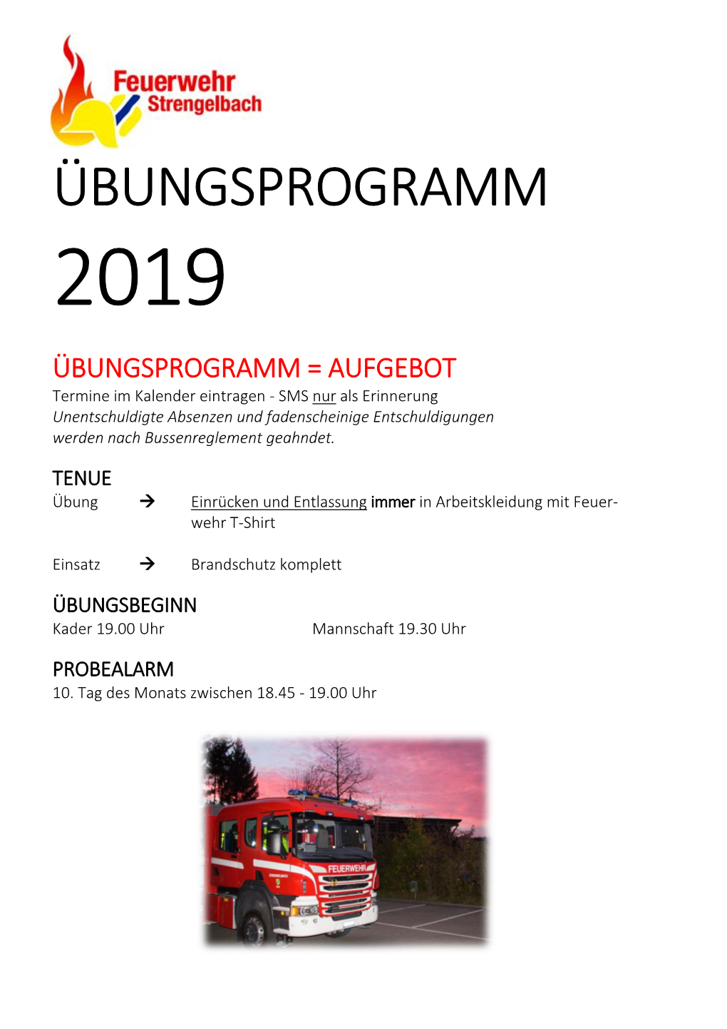 Übungsprogramm 2019